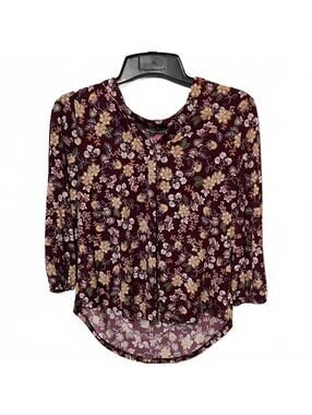 Vince Camuto Floral Boho Chic 3/4 Sleeve Dark Academia Romantic Blouse Small